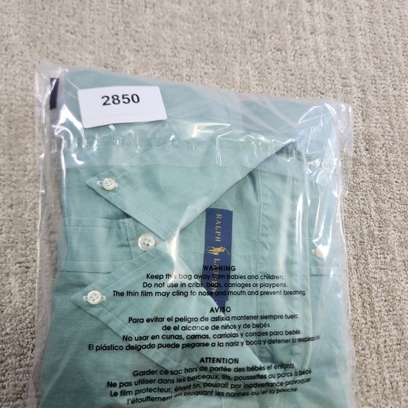 Polo Ralph Lauren Shirt Men XXL Green Lightweight Poplin Button Down Wealth Pony - Picture 9 of 9